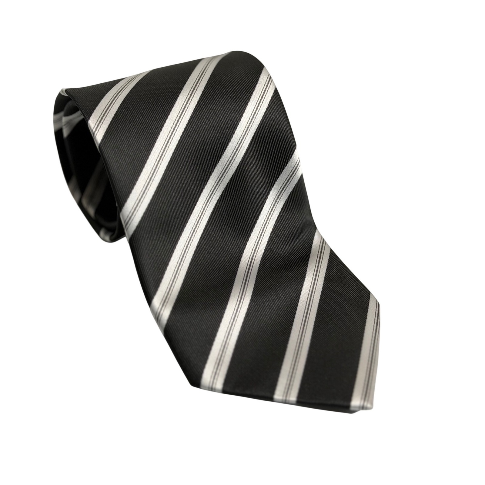 Covington Necktie Black Silver Striped Classic Formal Business Professional Men